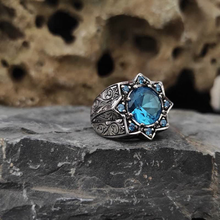 Bague vintage octogonale en saphir étoilé Olivenorma
