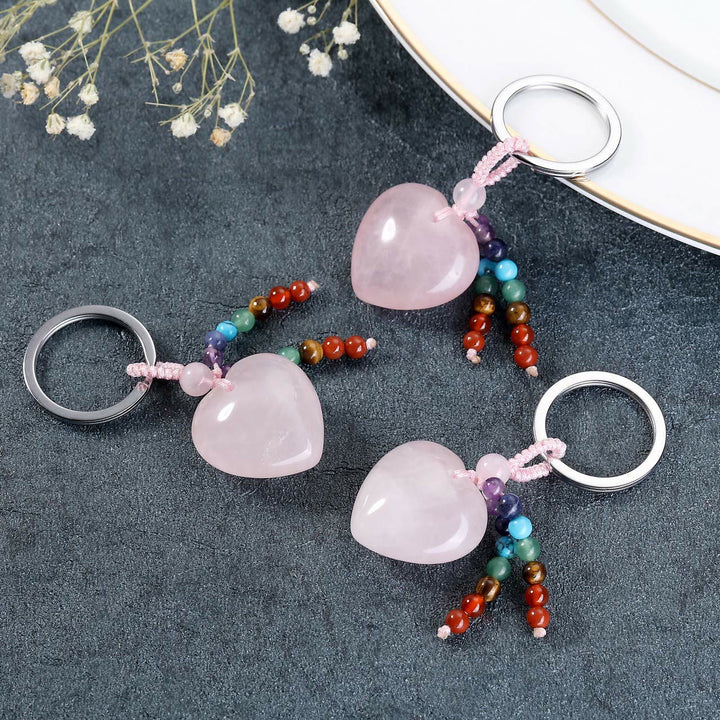 Porte-clés en forme de cœur en cristal naturel Olivenorma