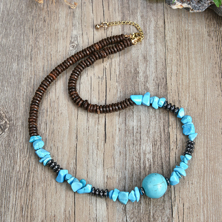 Collier avec pendentif en boule de perles en pierre naturelle Olivenorma