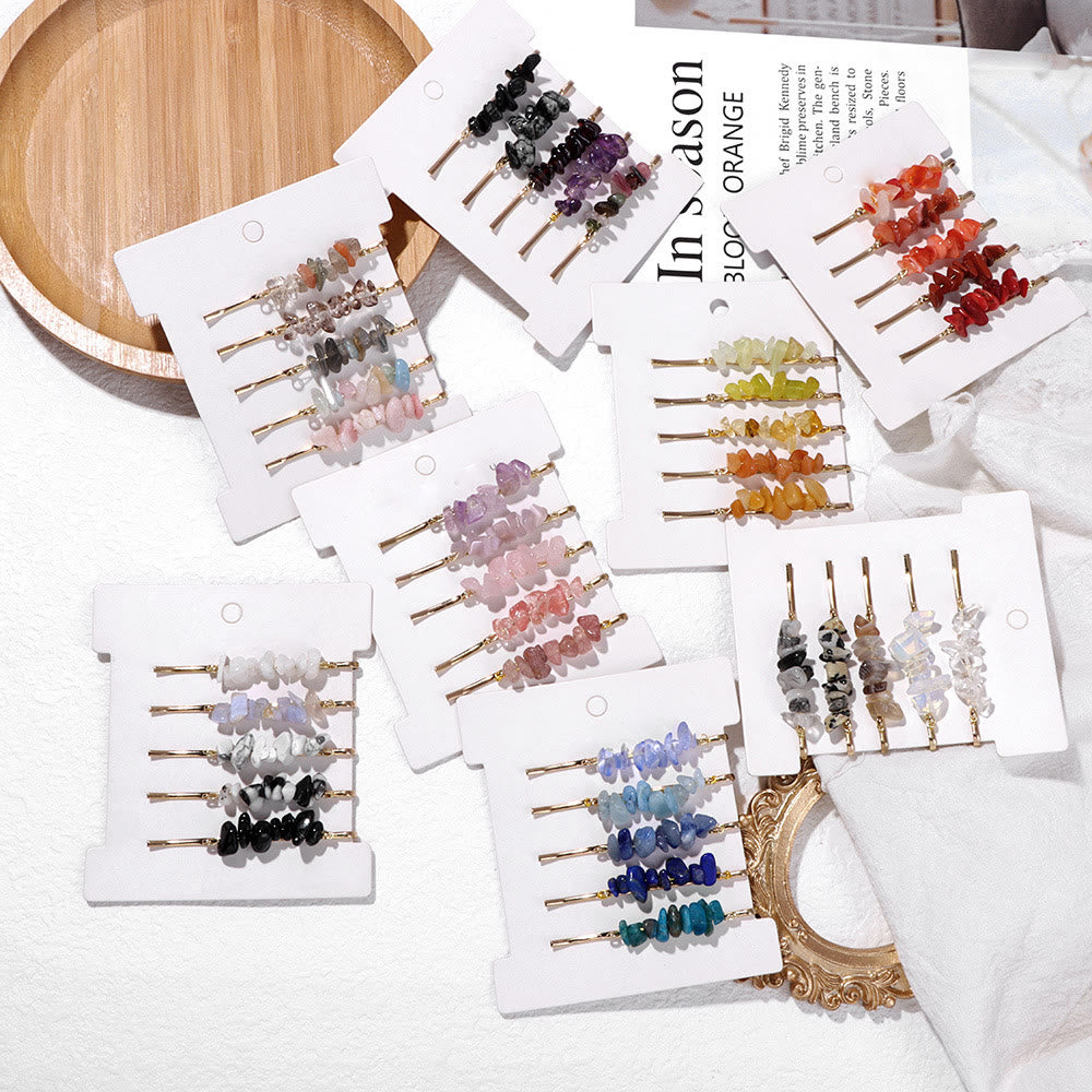 Lot de 5 épingles à cheveux en cristal de guérison Olivenorma
