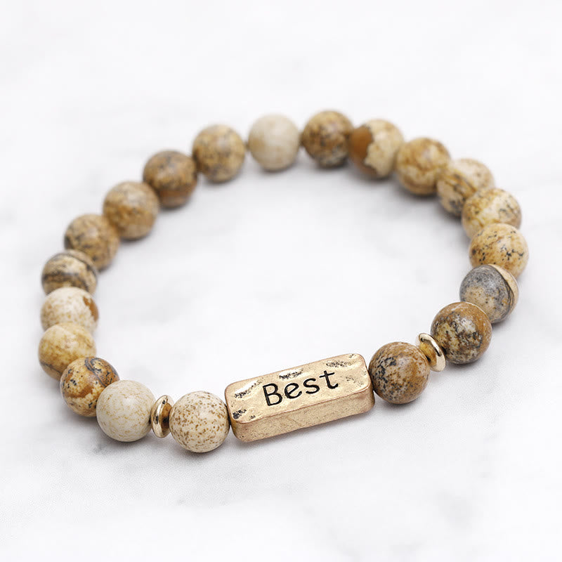 Bracelet avec gravure en pierres précieuses naturelles Olivenorma