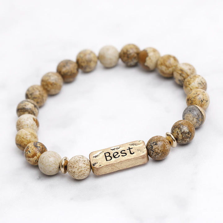 Bracelet avec gravure en pierres précieuses naturelles Olivenorma