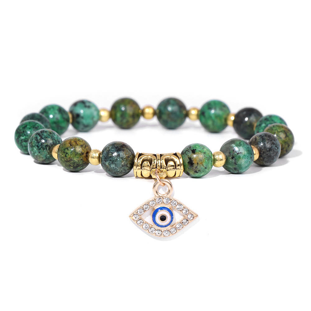 Bracelet pendentif mauvais œil en perles de pierre naturelle Olivenorma