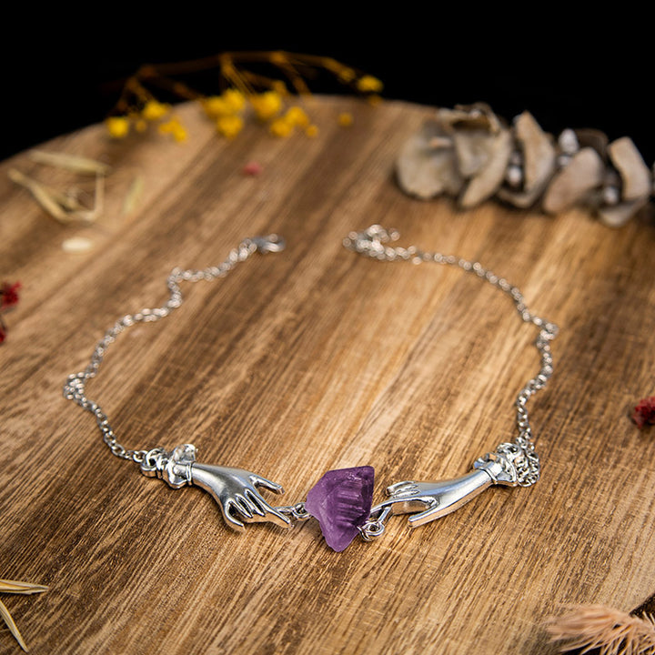 Collier de guérison à la main d'ange en améthyste