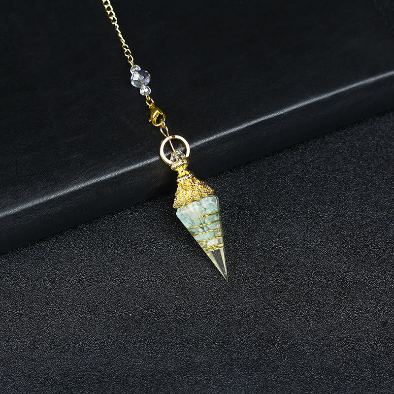 Pendule pyramidal hexagonal en résine cristalline naturelle Olivenorma - Amazonite - image 29