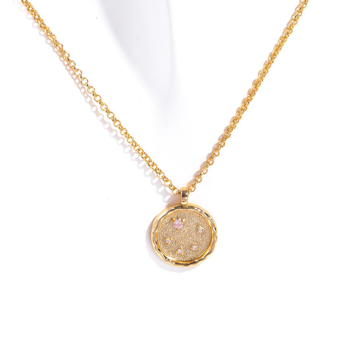 Collier avec pierre de naissance en zircon blanc et signe du zodiaque Olivenorma