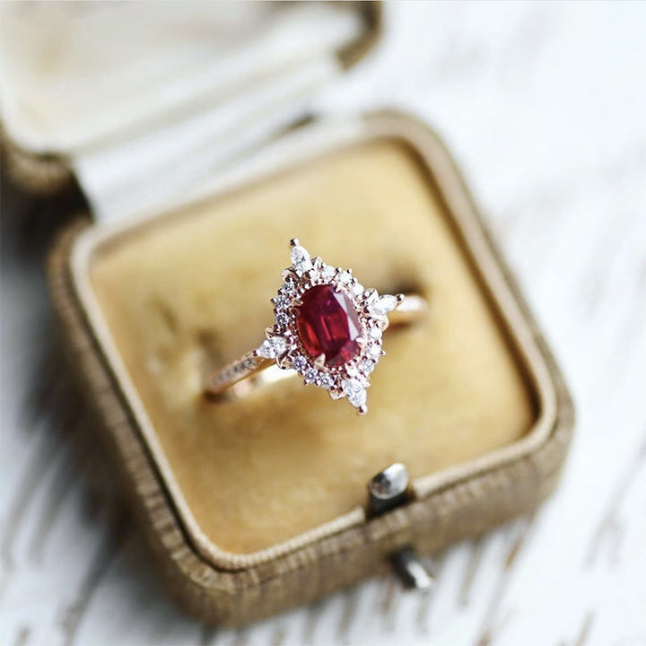 Bague d'ambiance vintage en rubis "Miss Rose" Olivenorma