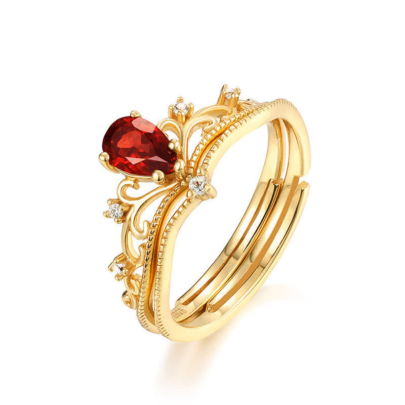 Bague ajustable modelable en couronne de grenat Olivenorma