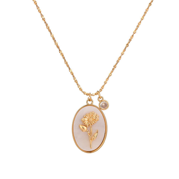 Collier avec pierre de naissance et fleur de naissance Olivenorma