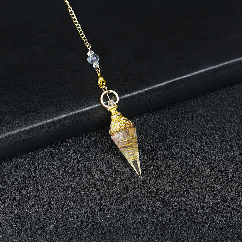 Pendule pyramidale hexagonale en cristal résineline naturelle Olivenorma