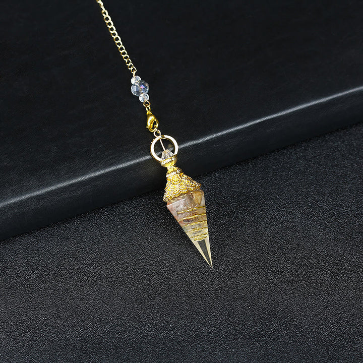 Pendule pyramidale hexagonale en cristal résineline naturelle Olivenorma