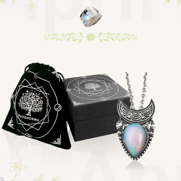 Collier vintage Olivenorma avec pierre de lune et goutte d'eau