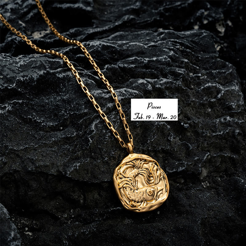 Collier en acier titane galvanisé ou 18 carats Olivenorma Zodiac