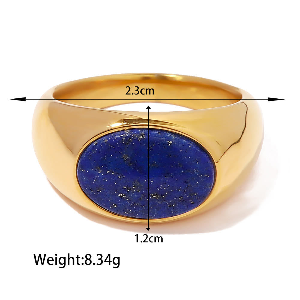 Ensemble de bagues vintage en acier titane et lapis-lazuli Olivenorma Court 