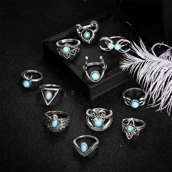 Ensemble de bagues turquoise