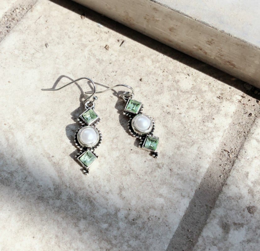 Boucles d'oreilles Olivenorma vintage en perles thaïlandaises et émeraude - image 3