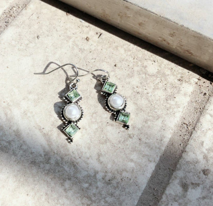 Boucles d'oreilles Olivenorma vintage en perles thaïlandaises et émeraude - image 3
