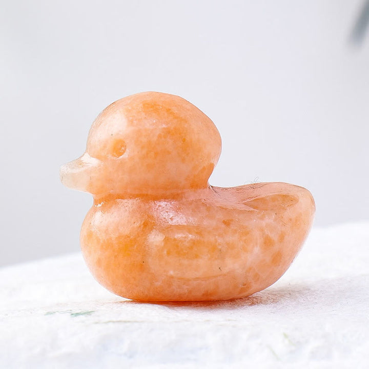Décoration en pierre précieuse sculptée en forme de canard en cristal de quartz Olivenorma de 1,2 pouce