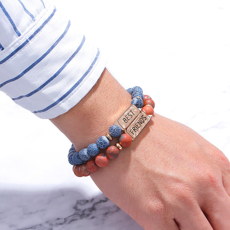 Bracelet gravé Olivenorma avec pierres précieuses naturelles pour meilleur ami 