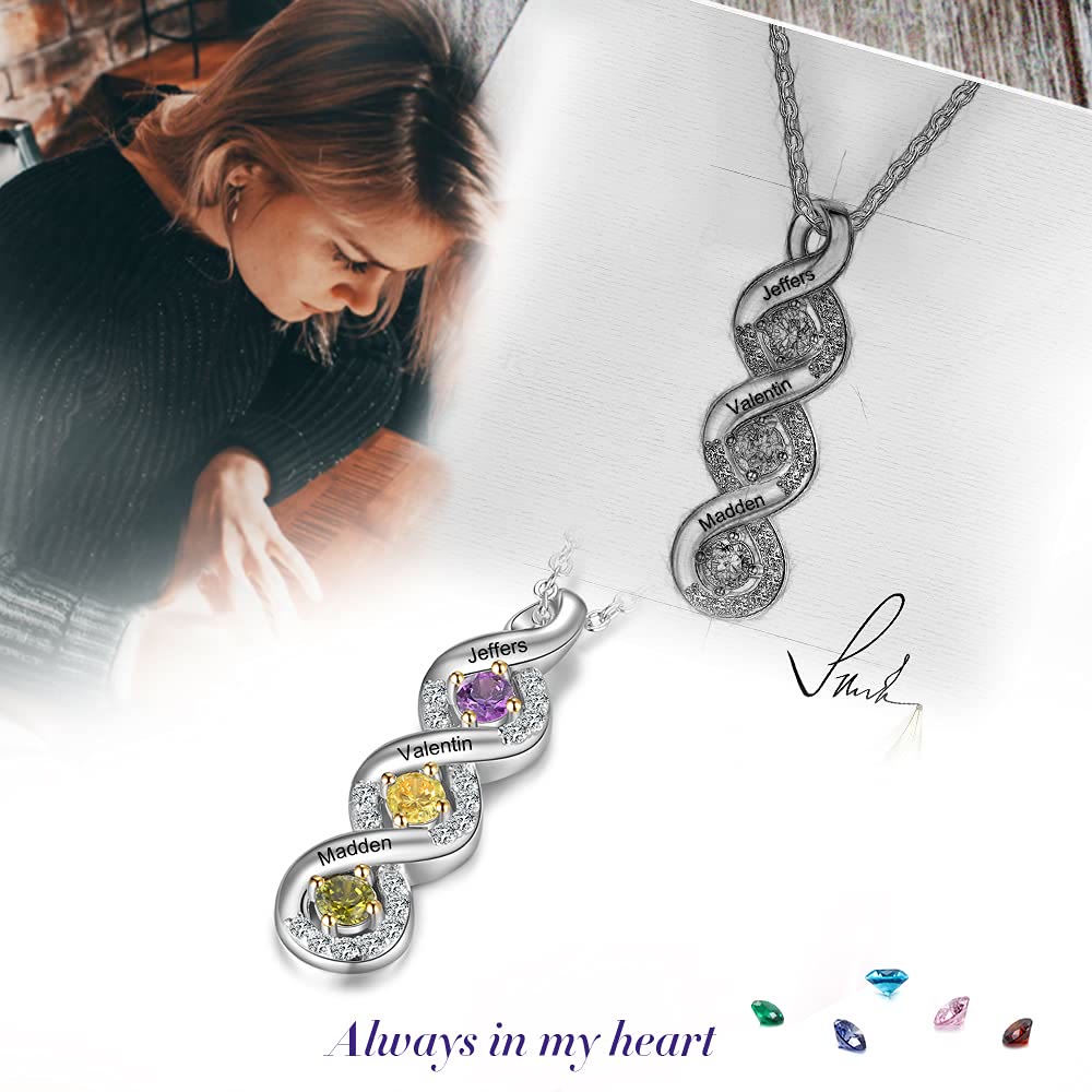 Collier avec pierre de naissance gravée pour femme Olivenorma