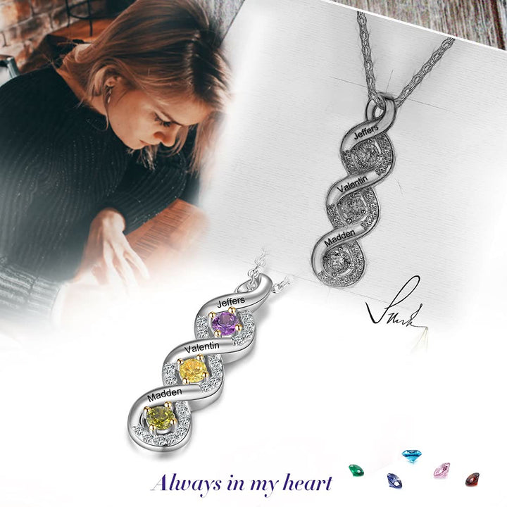 Collier avec pierre de naissance gravée pour femme Olivenorma