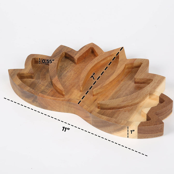 Plateau en bois de lotus Olivenorma, boîte de rangement, étagère en cristal