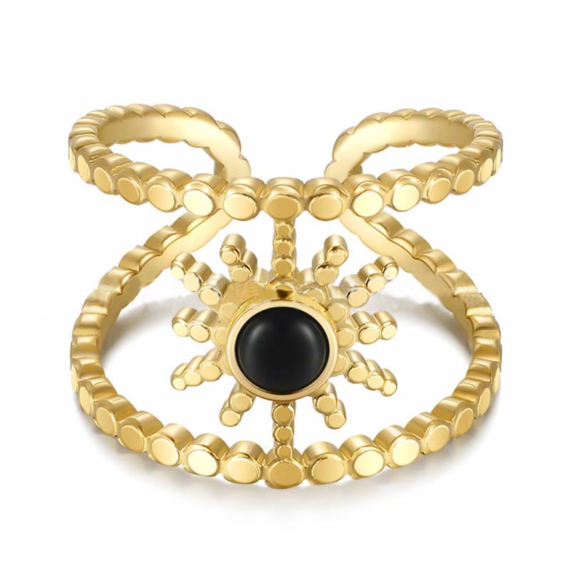 Bague Olivenorma en forme d'étoile à huit branches et à double rangée de tournesols 