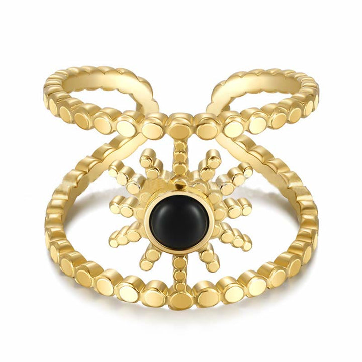 Bague Olivenorma en forme d'étoile à huit branches et à double rangée de tournesols 