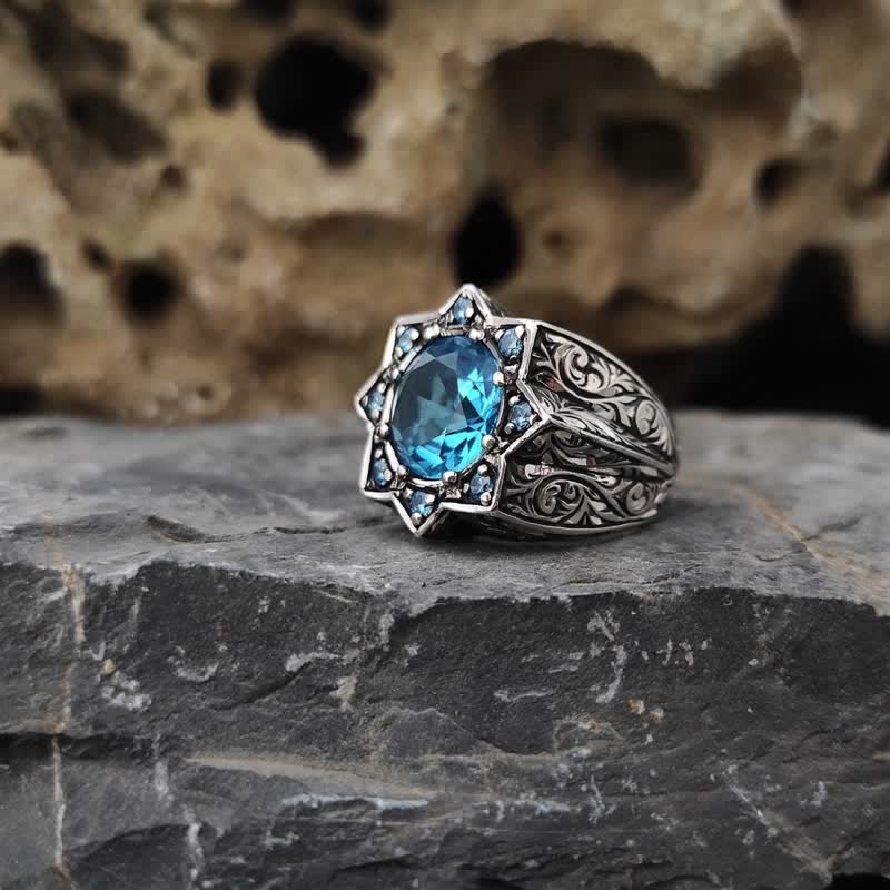 Bague vintage octogonale en saphir étoilé Olivenorma