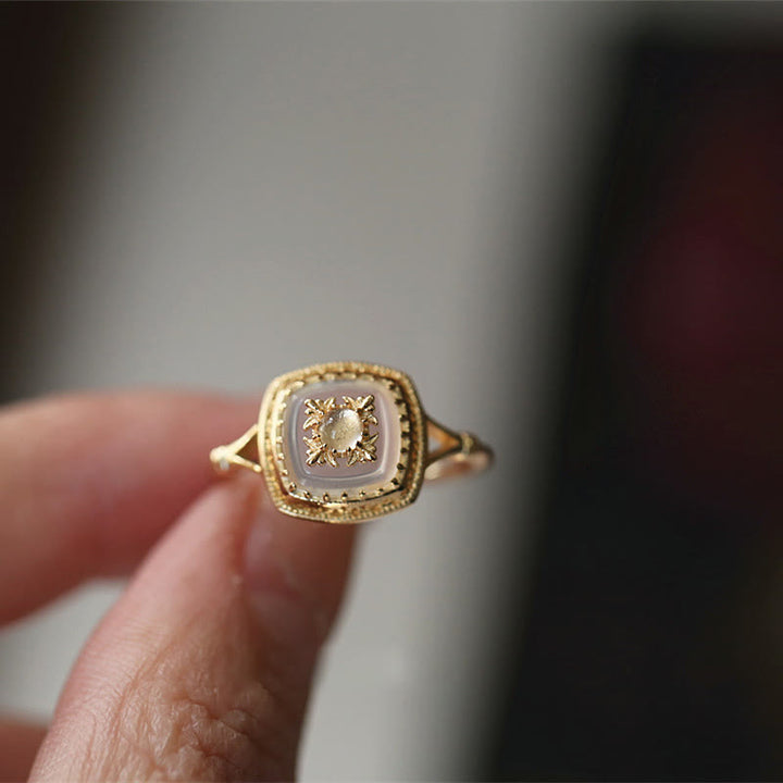 Bague vintage en quartz transparent carré Olivenorma - image 5