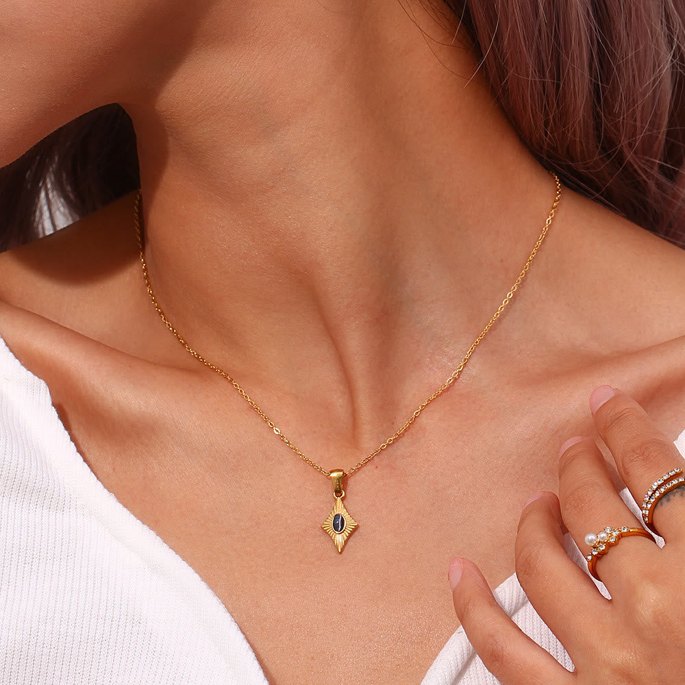 Collier pendentif en acier inoxydable avec œil de chat Olivenorma