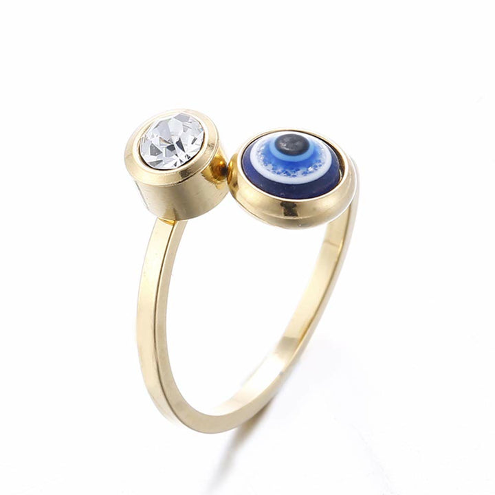 Bague Olivenorma en plaqué or avec zircon blanc et mauvais œil pour femme