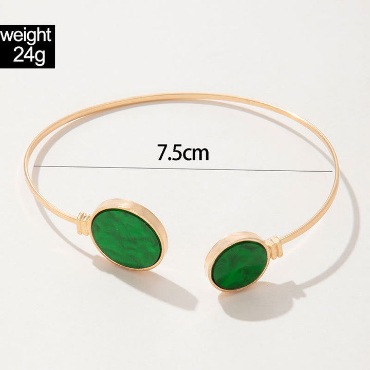 Ensemble de cinq bracelets ouverts en alliage de pierre naturelle Olivenorma 