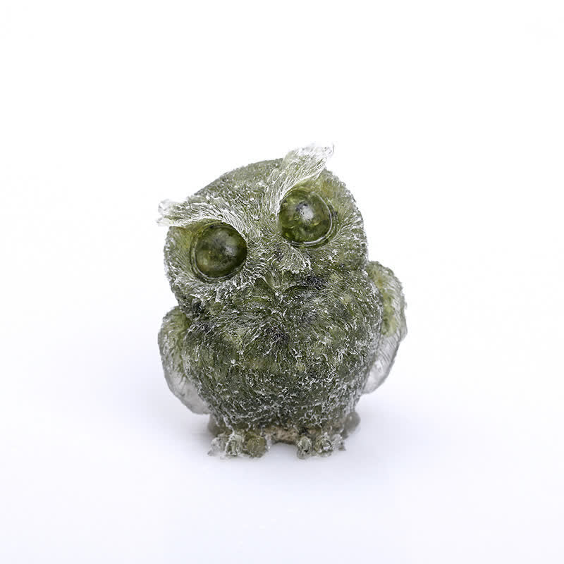 Décoration en pierre précieuse en forme de hibou en résine cristalline naturelle Olivenorma