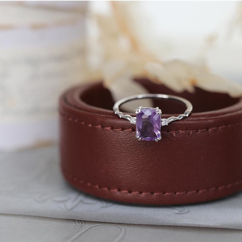 Bague Olivenorma en forme de vague avec cube de sucre en améthyste - Argent - 8 - image 7