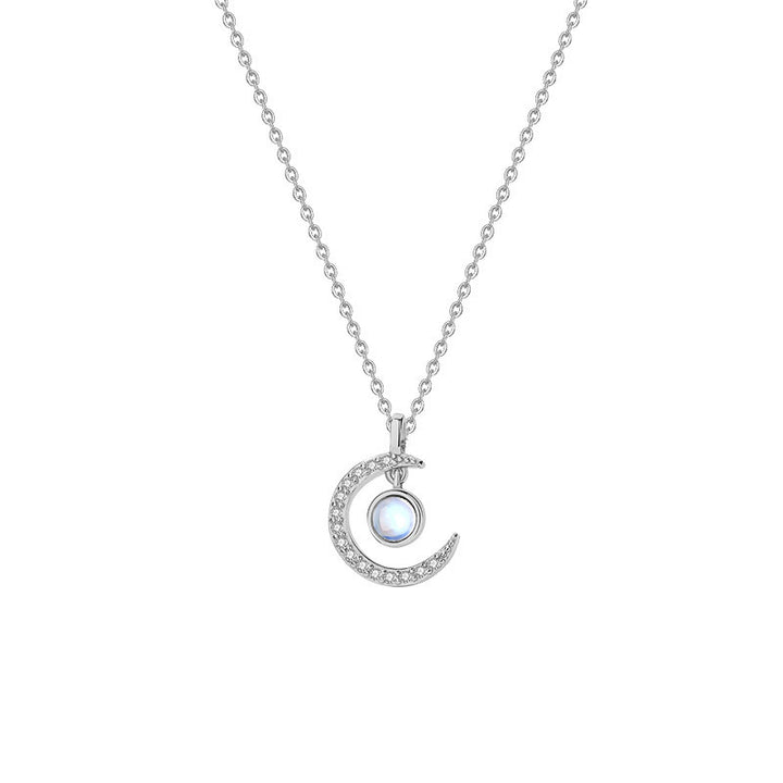Collier en argent sterling avec pierre de lune naturelle et décoration de lune Olivenorma 