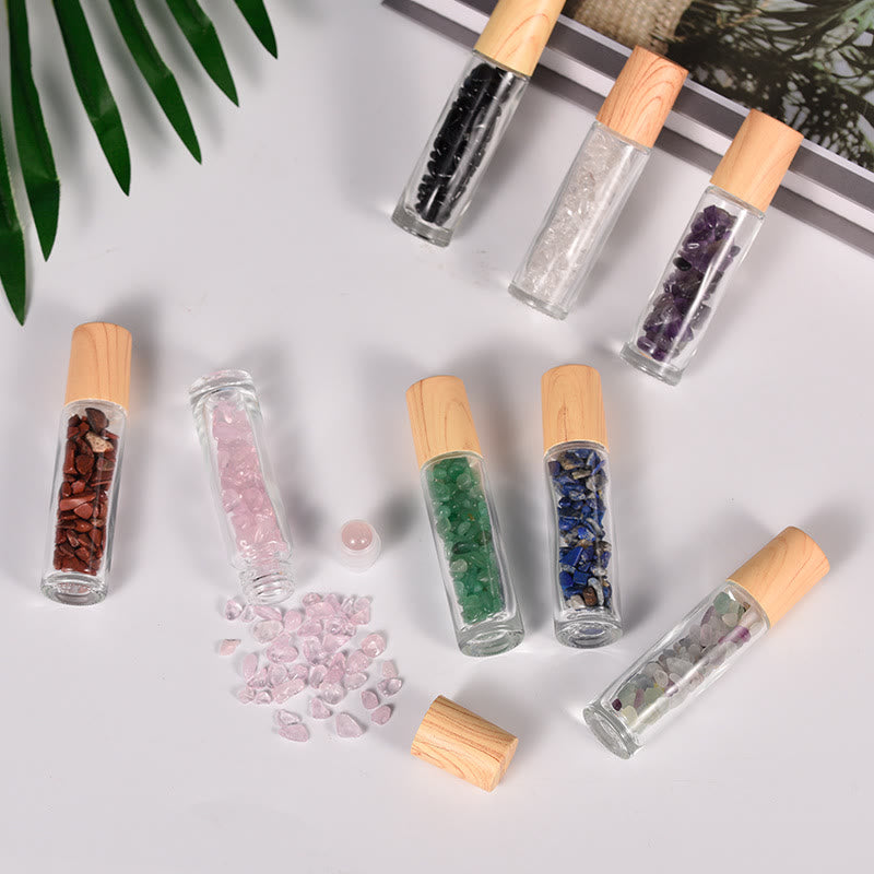 Bouteille d'huile essentielle à bille en cristal Olivenorma avec décoration en pierres précieuses