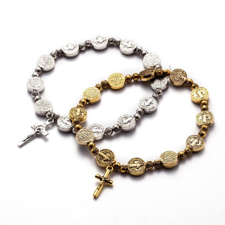 Bracelet Croix Chrétienne Jésus Couleur Argent Doré Olivenorma 