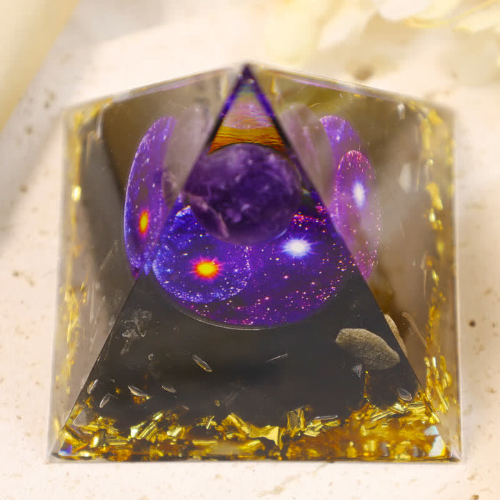 Pyramide d'orgone en obsidienne Yin et Yang Olivenorma