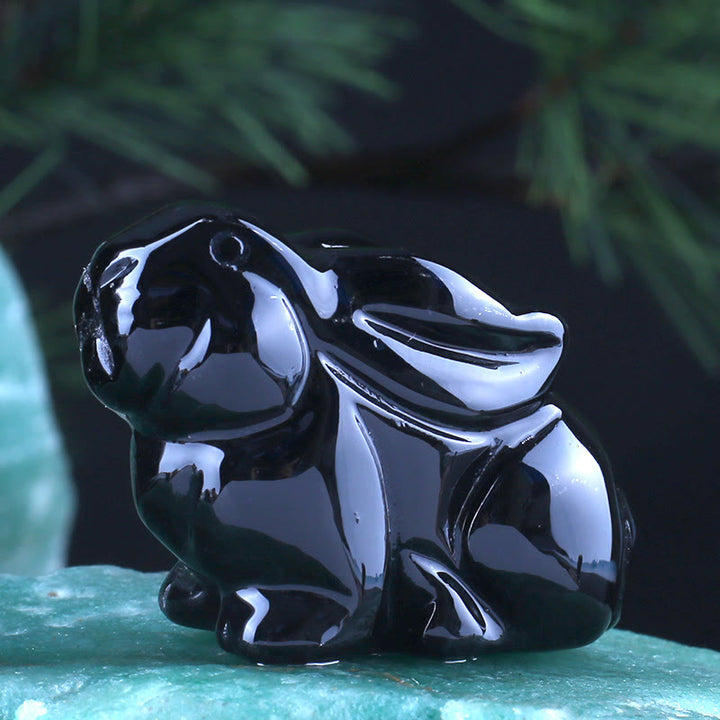 Décoration en pierre précieuse sculptée en forme de lapin avec 12 signes du zodiaque en cristal Olivenorma 