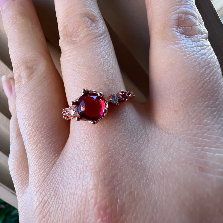 Bague de fiançailles en argent 925 avec grenat Olivenorma