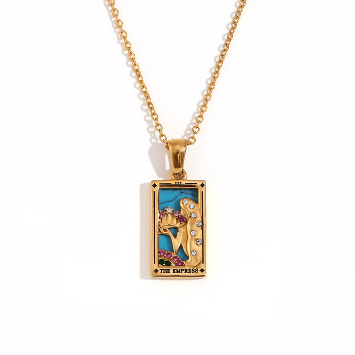 Collier de cartes de tarot en acier inoxydable plaqué or 18 carats Olivenorma 
