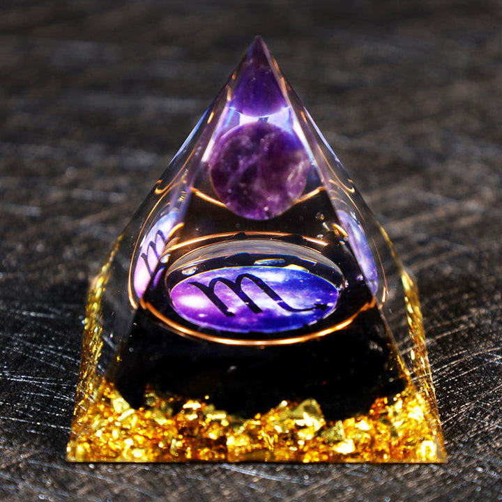 Boule d'améthyste Olivenorma Gravier d'obsidienne Zodiac Scorpion Pyramide d'orgone 