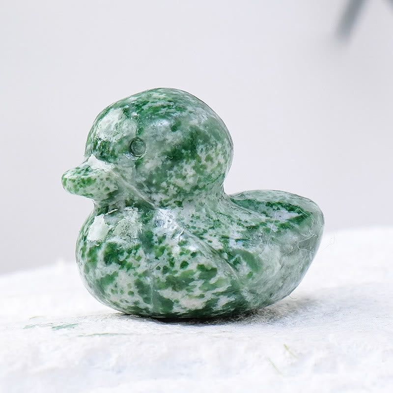 Décoration en pierre précieuse sculptée en forme de canard en cristal de quartz Olivenorma de 1,2 pouce