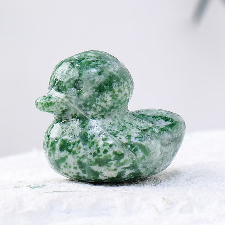 Décoration en pierre précieuse sculptée en forme de canard en cristal de quartz Olivenorma de 1,2 pouce