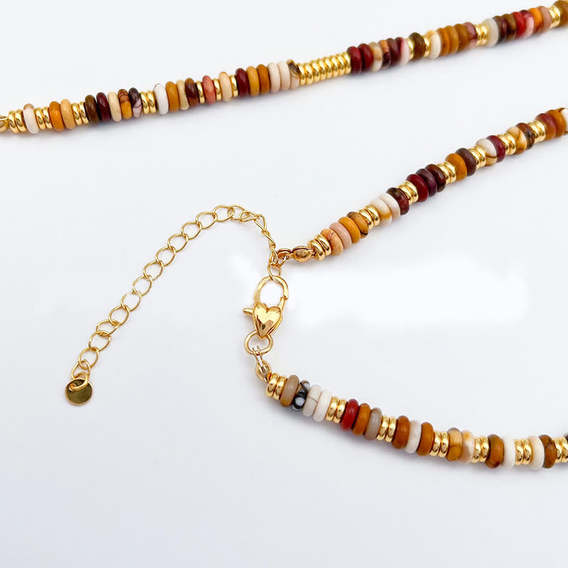 Collier de clavicule en perles d'agate naturelle Sunset Frisbee d' Olivenorma