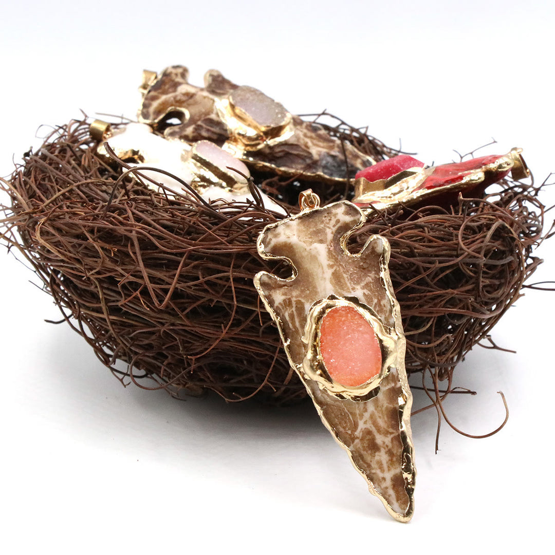Collier avec ancre et flèche en cristal naturel Olivenorma