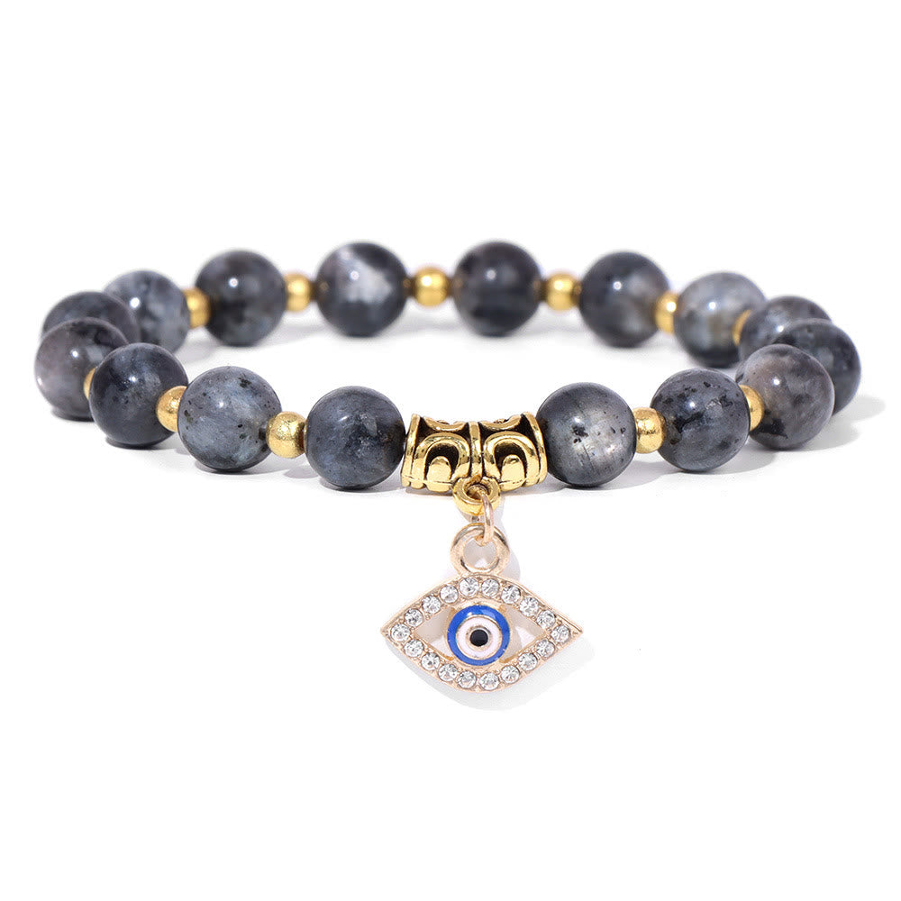 Bracelet pendentif mauvais œil en perles de pierre naturelle Olivenorma