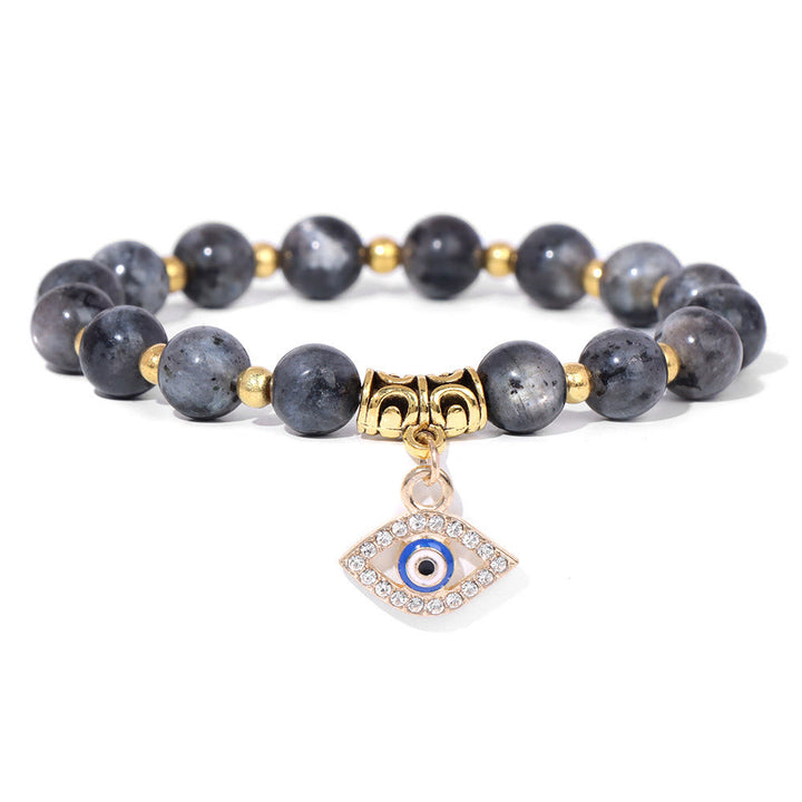 Bracelet pendentif mauvais œil en perles de pierre naturelle Olivenorma