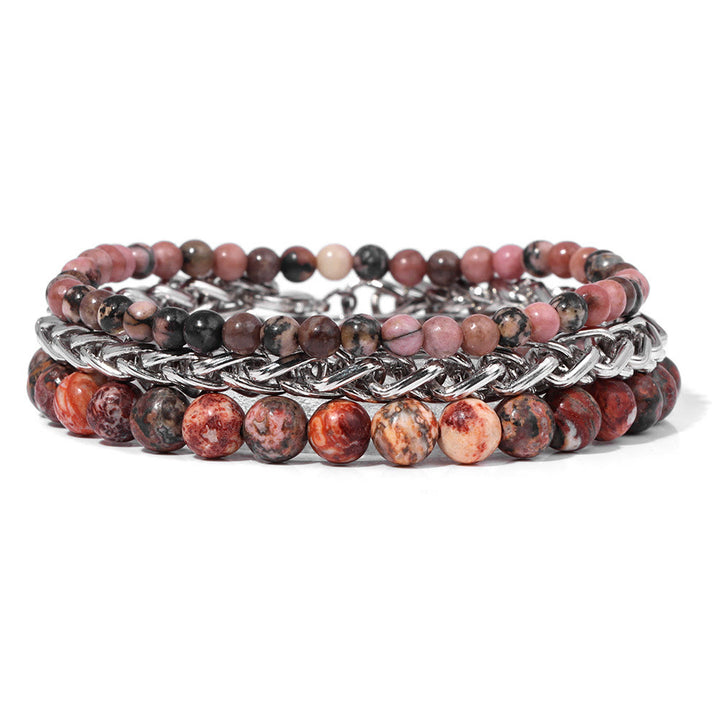 Ensemble de bracelets rétro en pierre rose Olivenorma « Paix et calme »